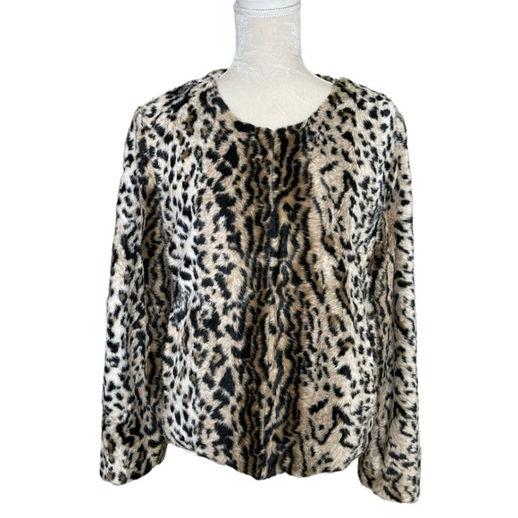 Express Women’s Faux Fur Cheetah Print Coat Jacket Size L Luxurious Animal Print - Picture 1 of 9